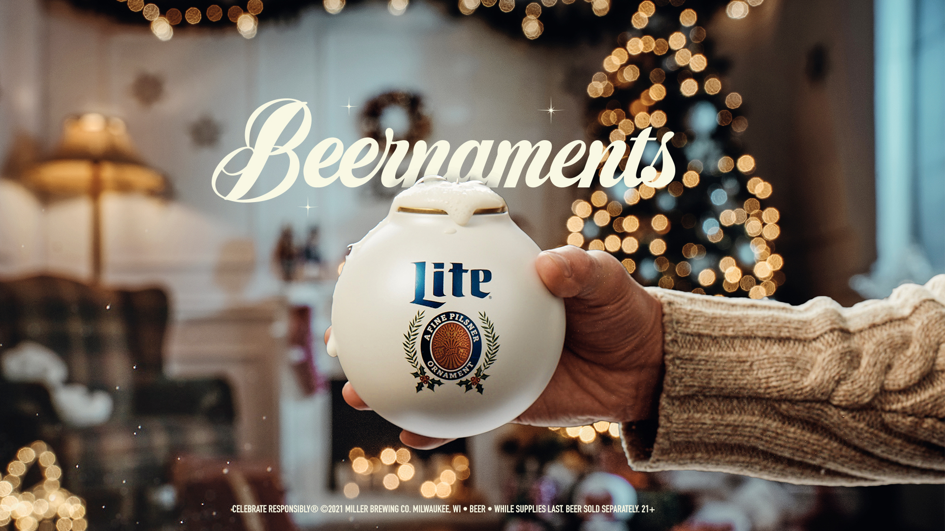 Miller Lite fashion Beernament 6 Holiday Ornaments